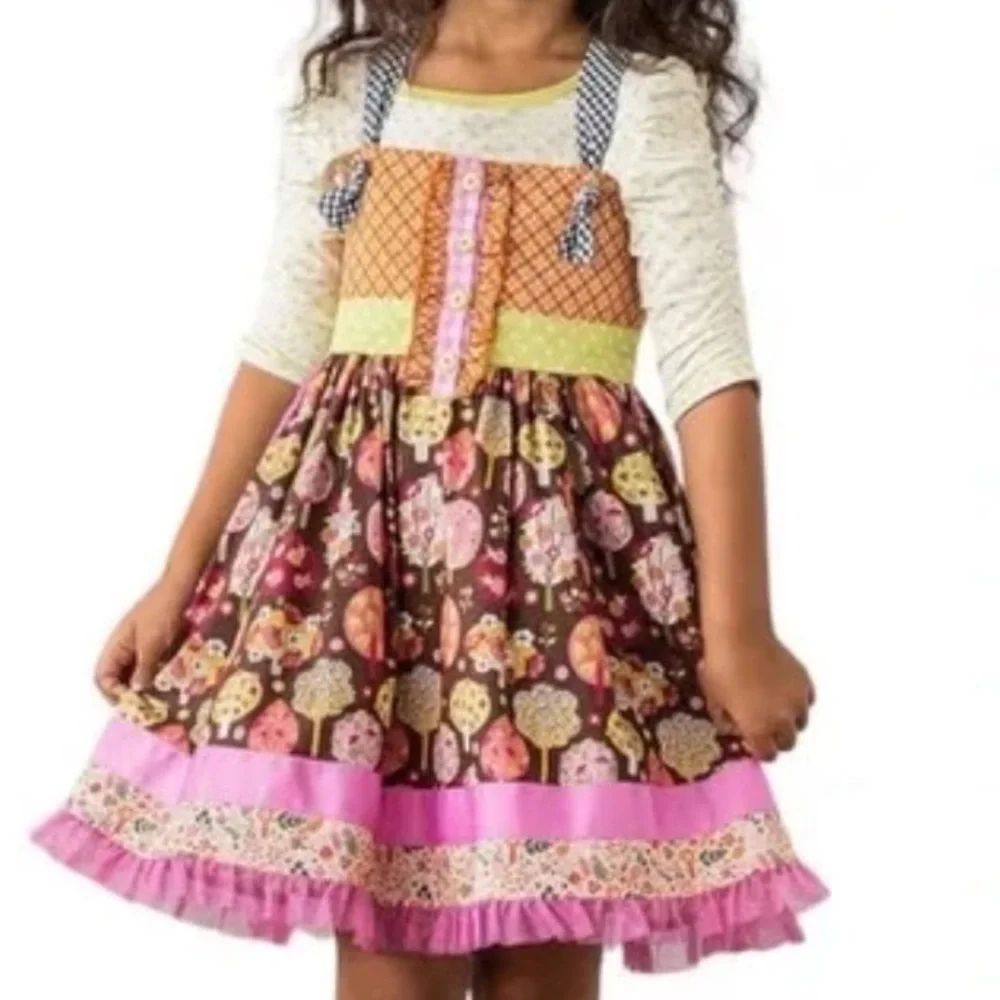 EUC MATILDA JANE TWO PIECE outfit. Colorful Kids Dress with Leggings.